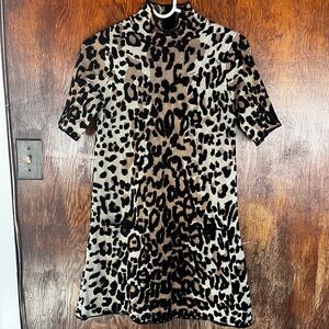 Maeve Leopard Print Mock Neck Dress
